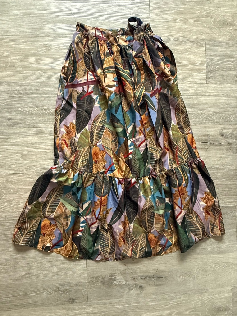 Rachel Zoe Multicolor Leaf-Print Maxi Skirt